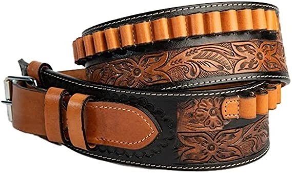 Hulara Leather Western Carving  belt  holder .22/.44/.45/.38/.357cal loop holder - Image 2 of 4