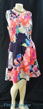 Vince Camuto Floral Scuba Stretch Knit Fit & Flare Dress knee sleeveless 12 NEW