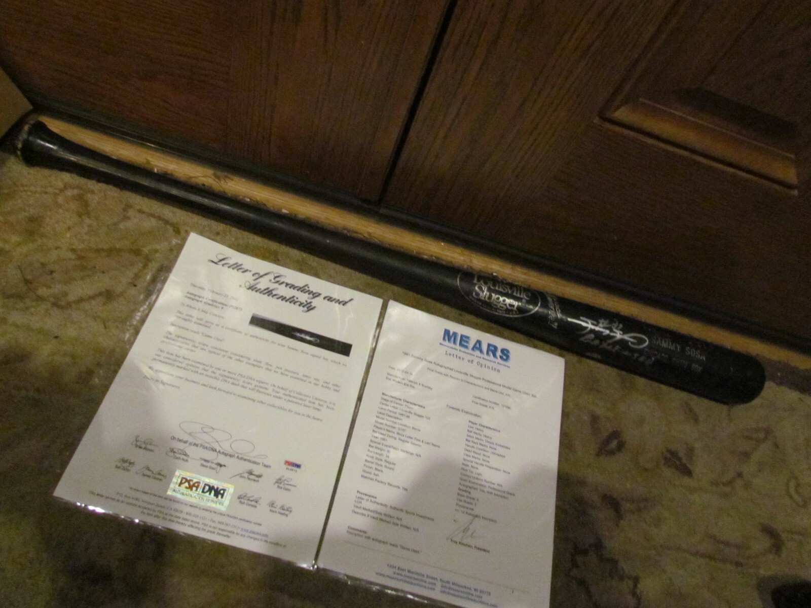 piazza Autographed Signed Los Angeles Dodgers 1991 Sammy Sosa Game Used Baseball Bat Mears A10 PSA Cert PSA 9 