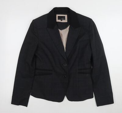 Next Damen Blazer schwarz kariert, Größe 14, Regular Fit