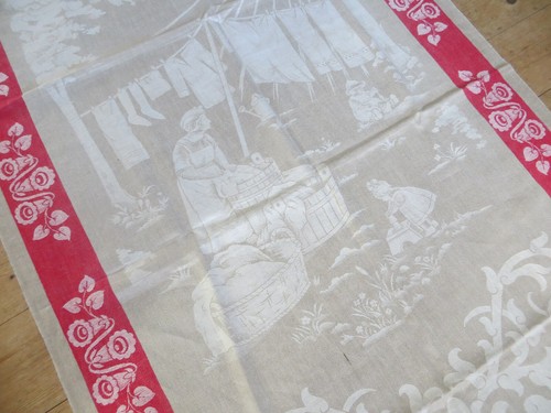 Rollcloth Manglecloth Mangle Cloth Antique Tablecloth German 35 "by118 " RARE - Picture 11 of 15