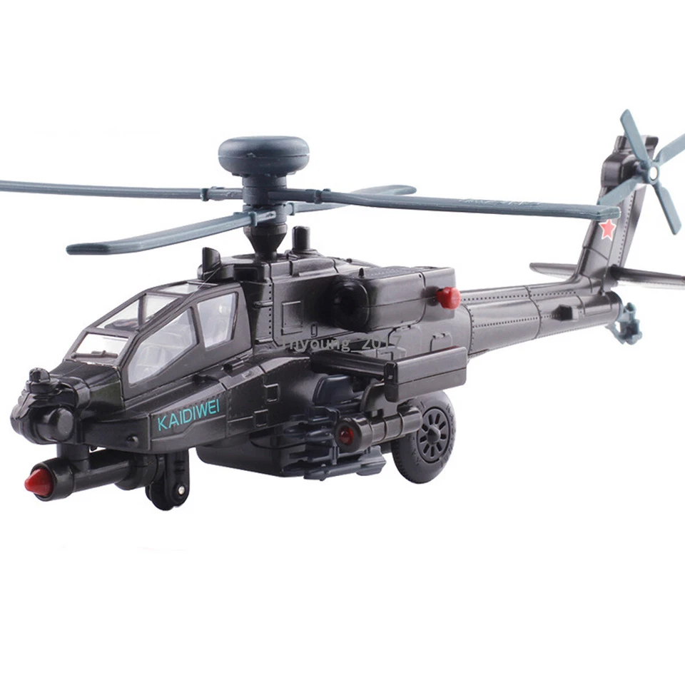 1/64 Boeing AH-64D Apache Helicopter Model Diecast Airplane Toy with Light Sound - Image 3 of 4