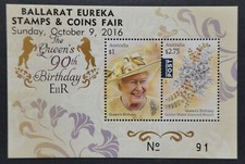 Australia 2016 Queen Elizabeth II 90th BDay MS OVERPRINTED Ballarat Stamp Fair