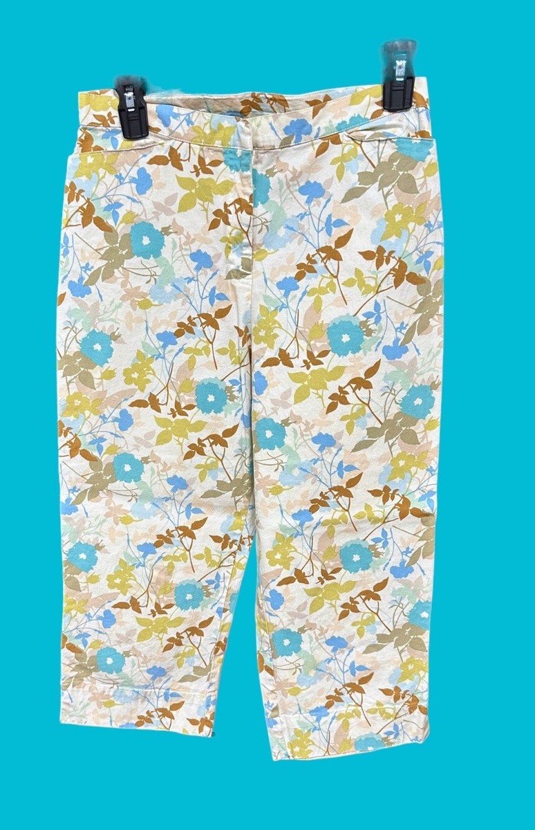 Sag Harbor sport petite women's size 10P beige turquoise floral