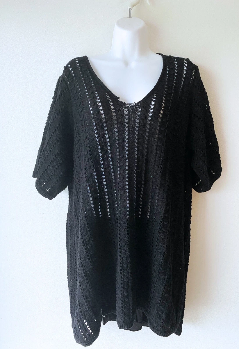NWD ZARA Brown WOMAN OPENWORK KNIT DRESS with short sleeve size S E178