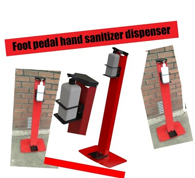 Freihändiger fußbetriebener Desinfektionsspender / rot und weiß
