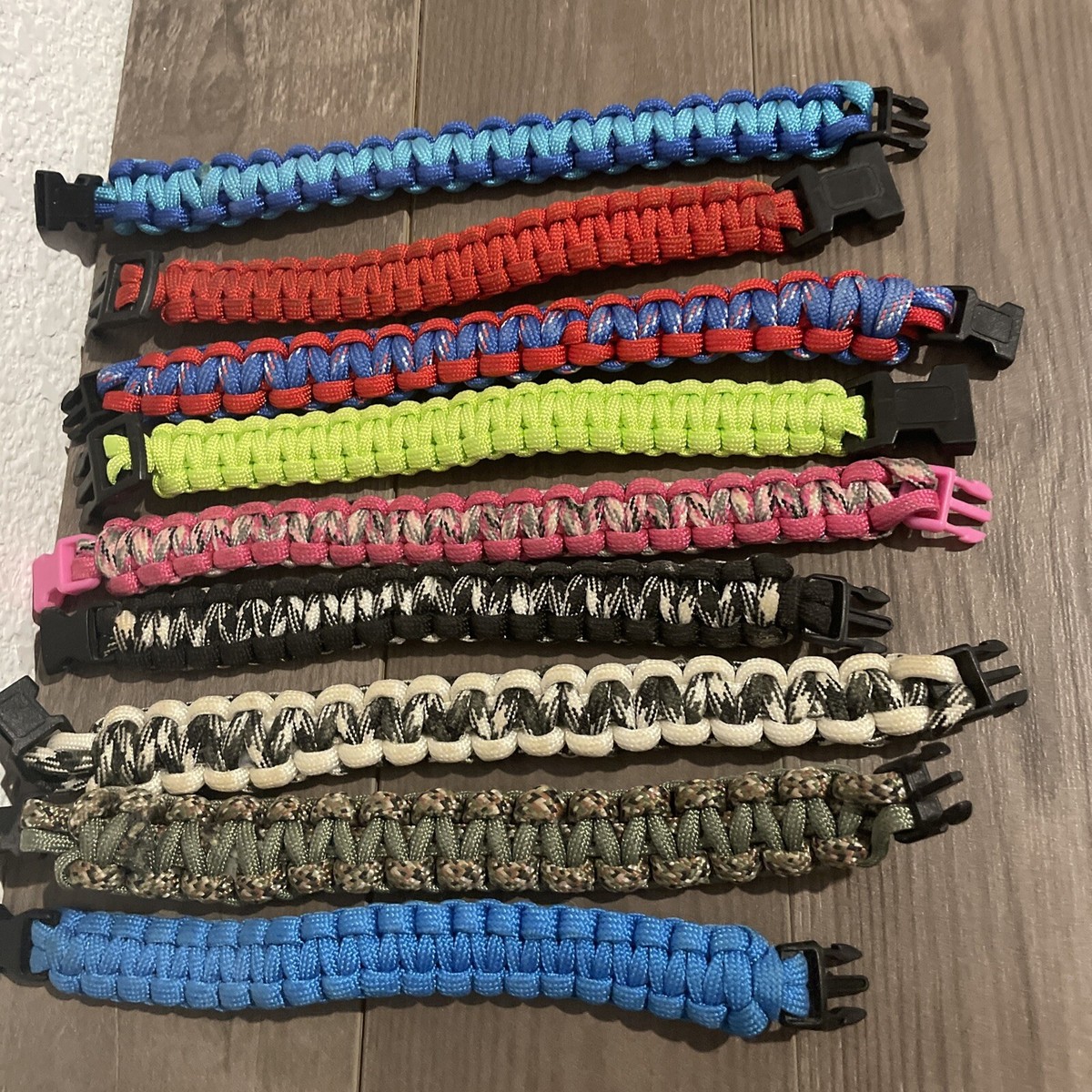 Handmade Paracord Bracelet Lot Mixed Colorful Pattern Solid