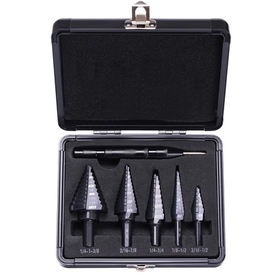 Step Drill Bit Set for Metal Sheet Heavy Duty, 5-Piece Premium M2 HSS Step up do