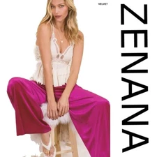 PLUS 1X 2X 3X ZENANA 4-COLORS VELVET Elastic Waist WIDE LEG PANTS BHCS