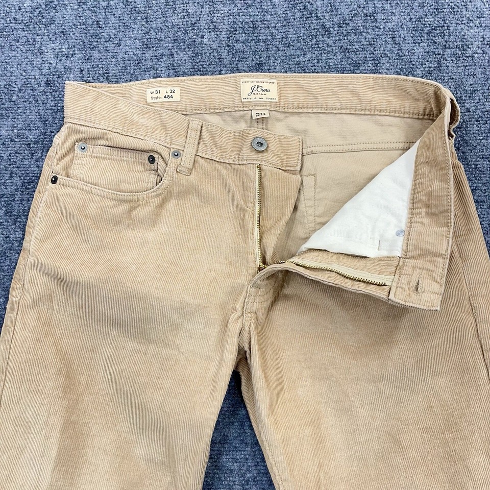 J Crew Corduroy Pants Mens 31x32 Style 484 Slim Straight Chino Casual