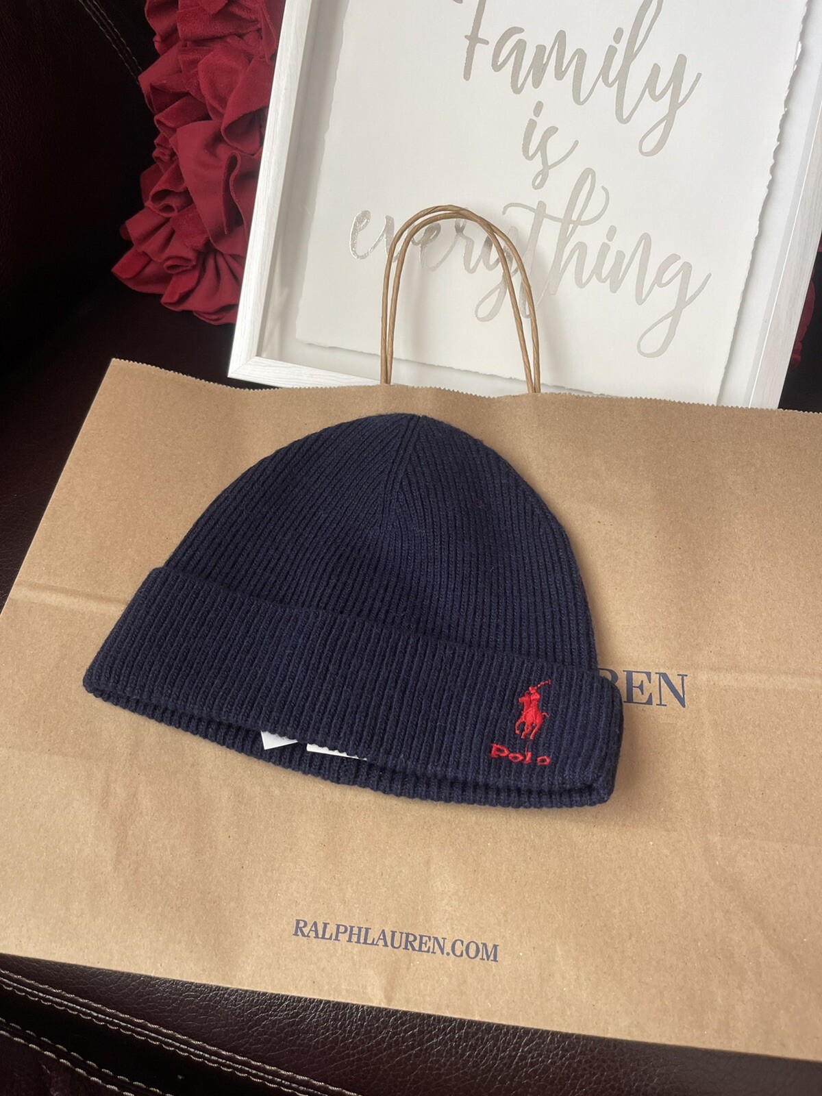 POLO RALPH LAUREN cappello uomo lana navy maglia PONY teschio berretto