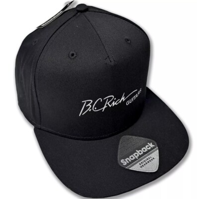 BC RICH Rapper Cap Mütze neu schwarz Baumwolle Druckknopflasche
