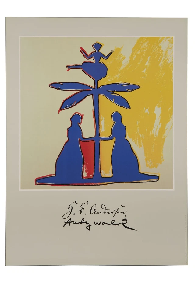 Andy Warhol Raro 1987 Original H.C. Andersen: Corte de papel: Dos mujeres alrededor de un árbol