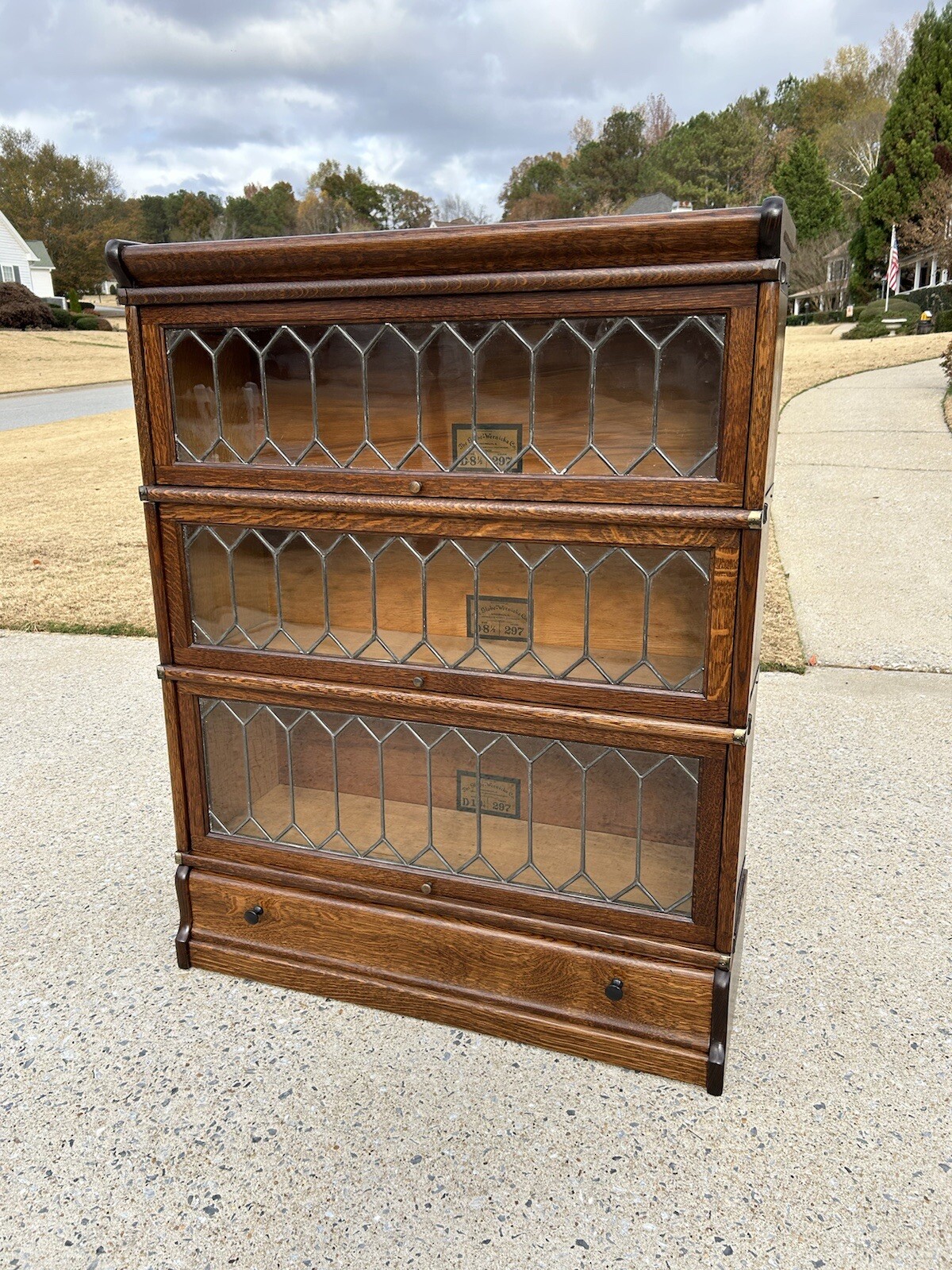 Oak Globe Wernicke Leaded Barrister Bookcase eBay