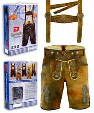 Authentic Bavarian Men Trouser German Trachten Oktoberfest Lederhosen Shorts M L