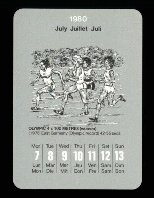 1 x playing card 1976 Olympic 4 x 100 METRES East Germany Queen of Diamonds T7