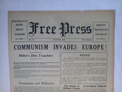 Free Press 1939 Militant Christian Patriots #40 MCP IFL BUF 