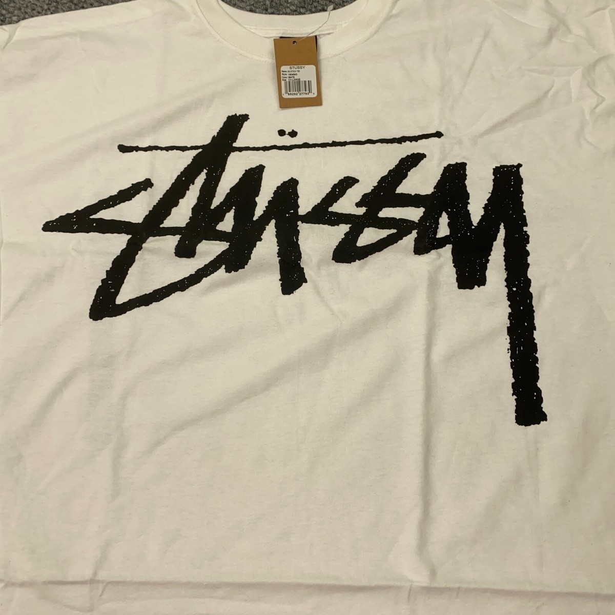 ★関税込★Stussy★Stussy Big Stock T-Shirt★White★ Stussy Big Stock Tee Mens XXL White Short Sleeve NWT | eBay