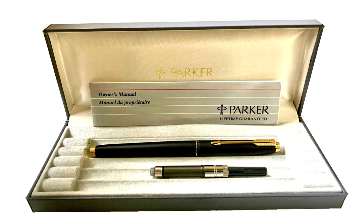 NICE - PARKER 75 Fountain Pen 18K Gold Fine Nib and Box - FRANCE