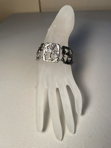 Vintage Souvenir Du Maroc Panel Bracelet Hamsa Moroccan Hand Camel Vintage - Picture 2 of 11