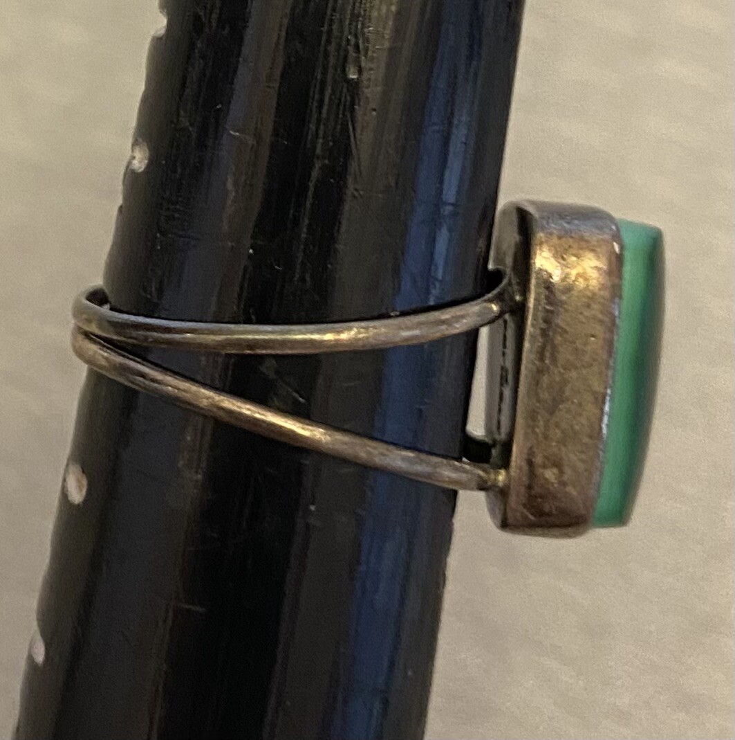 Native American Silver Malachite Split Shank Ring… - image 11