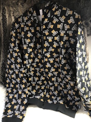 NWT Moschino Bear Unisex Sweat Jacket 100% Cotton In Black Size L