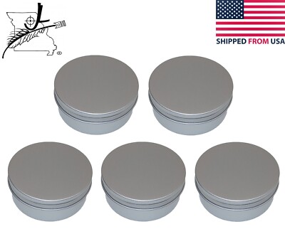 5x 3.75'' Diameter Aluminum Tin Can Bare Screw Top New Containers Storage Cream