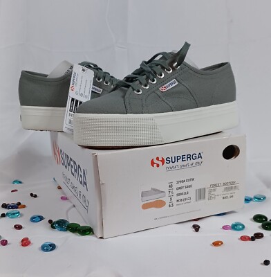 Italian Superga  W Size 9 / EU 40 Platform- Gray Canvas Tennis Shoes
