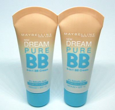 2 x MAYBELLINE DREAM PURE BB 8-in-1 BB Cream MEDIUM