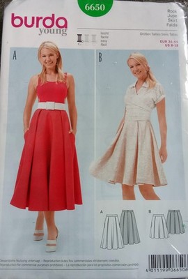 Burda Young 6650 Rock Gr. 34-44 Tellerrock Faltenrock Midi Maxi Schnitt