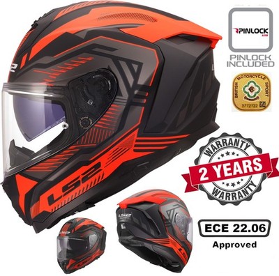 LS2 FF817 Challenger II Dual Visor Fibre Full Face Motorcycle Helmet Dravix Red