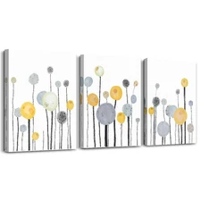 Abstract watercolor painting 3 Piece framed Canvas Wall Art for living room k...