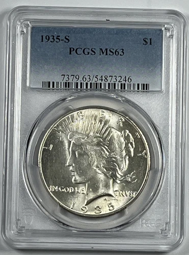 1935-S Peace Dollar :  PCGS MS63