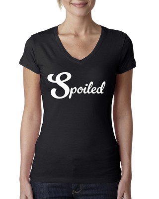 Spoiled Funny Classic Broke Teen Womens Junior Fit V-Neck Tee
