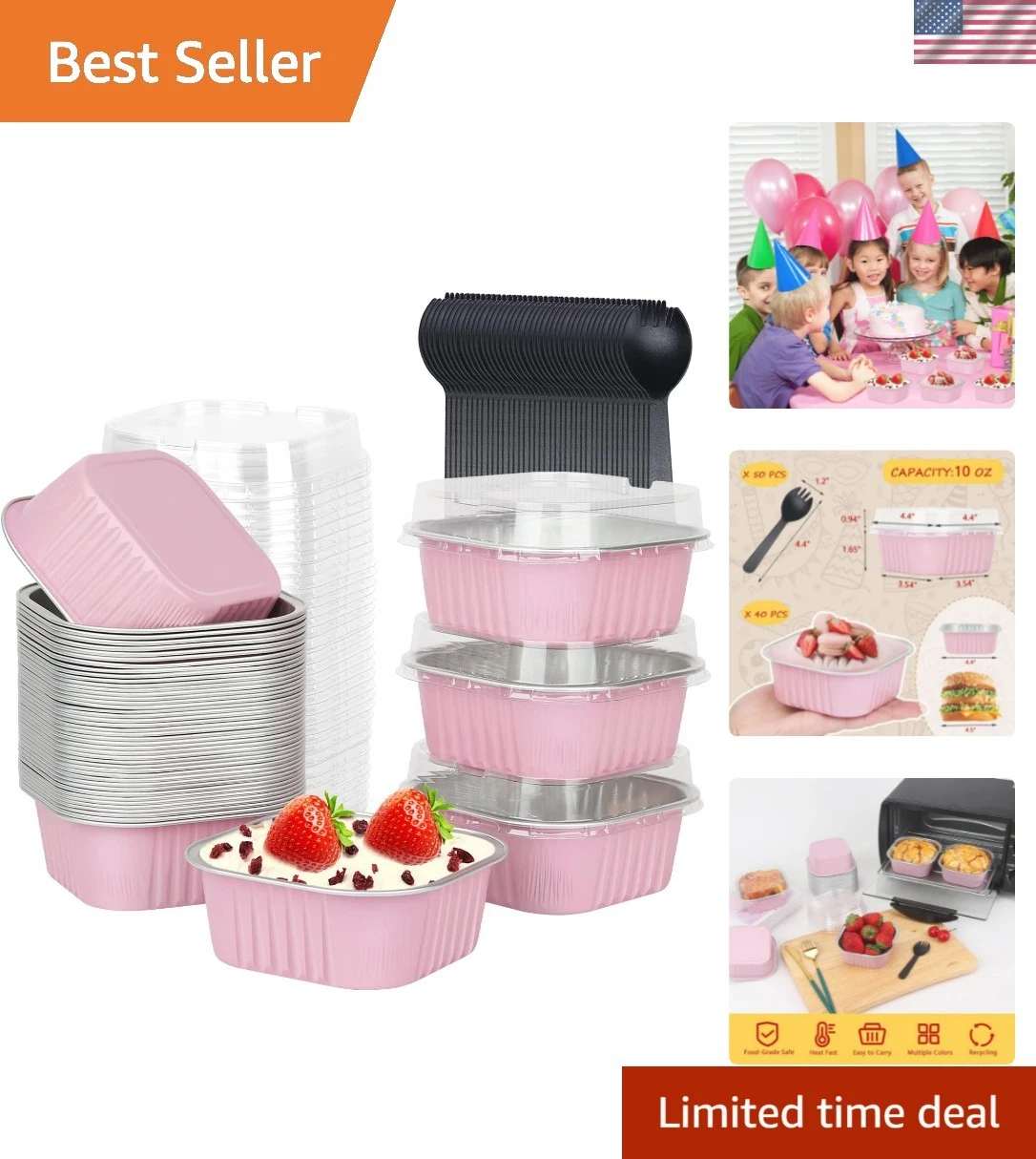 10oz Mini Cake Pans With Lids 40 Pack, Aluminum Foil Square Brownie Baking Cu...
Opens in a new wind
