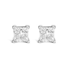 14K White Gold 1.0 Cttw Princess Cut Lab Grow...