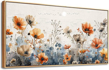 Framed Canvas Wall Art - Large Flower Bush Decor for Living Room Office