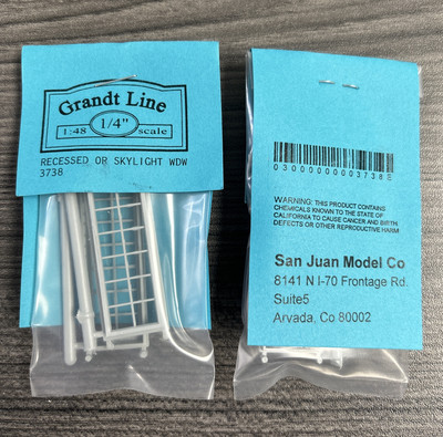 Grandt Line O Scale #3738 Recessed OR Skylight WDW NIP