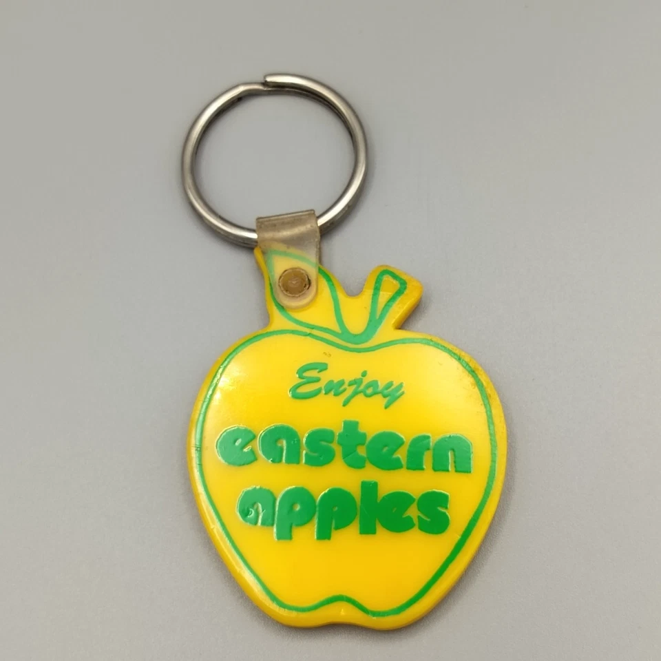 Enjoy Eastern Apples Keychain Yellow Vintage Promotional Apple Collectible Retro - Image 2 of 4