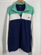 Chaps Mens Multicolor Colorblock Quarter-Zip Pullover Sweatshirt Size XL