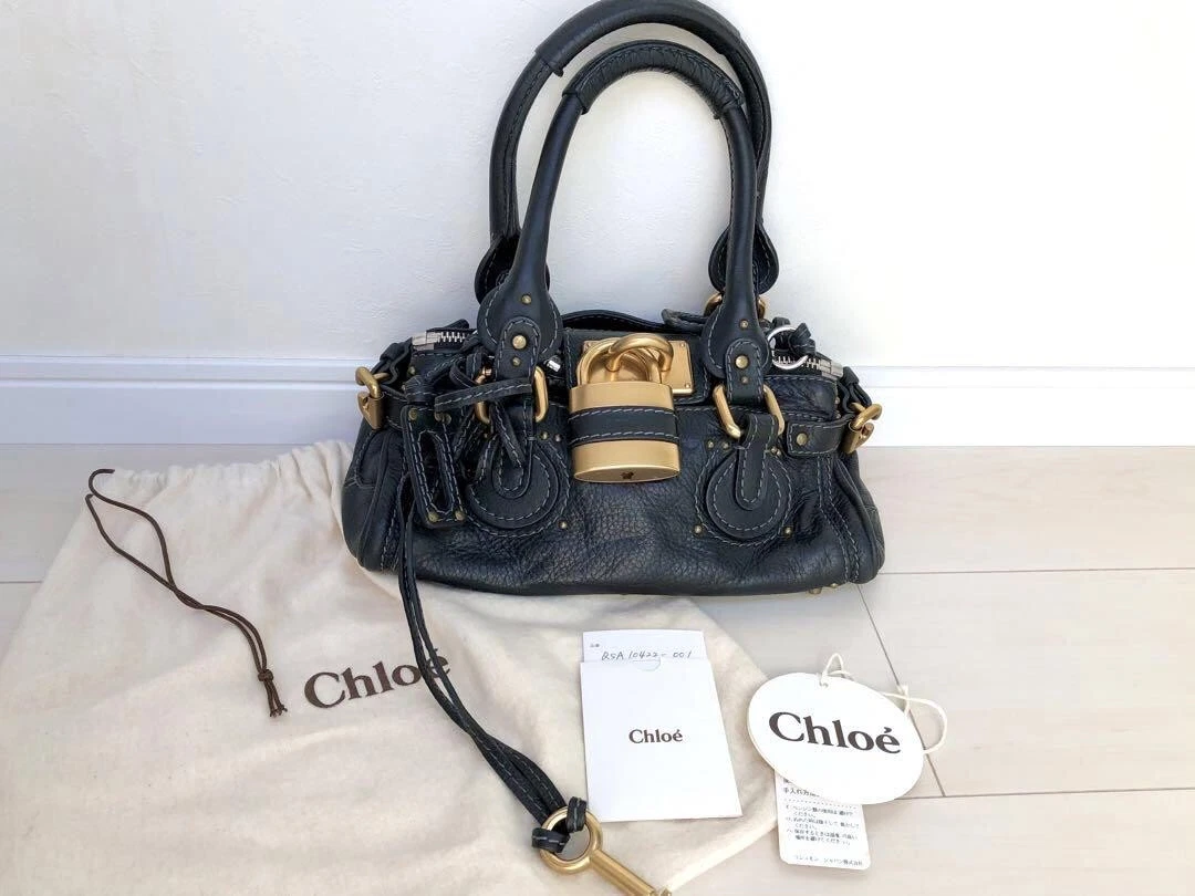 Chloe Mini Paddington Handbag Leather Black Padlock Used 101307 | eBay