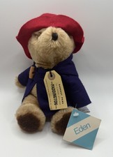PADDINGTON BEAR Plush Vintage 1986 Eden Toys Blue Coat  Red Hat w/ Tag VG