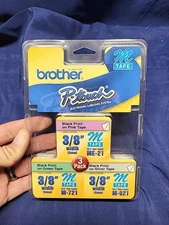 Brother ME793 P-Touch M Tape 3/Pack, Black on Pink, Green and Silver, Brand New