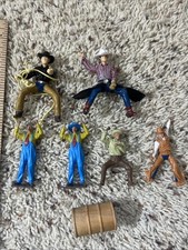 Vintage Toy Cowboy Figures And Clowns Lot Of 6