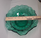 Fenton Emerald Teal Green Grapes & Vines Crimped Centerpiece Bowl 10"  Heavy — photo 8
