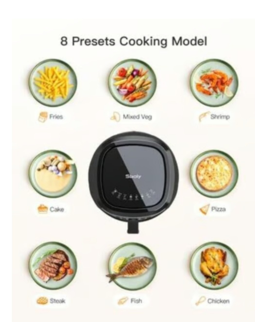 Sboly KDF-560D 8 Mode Non Stick Air Fryer 8.9qt LCD Digital Touch Screen Black
