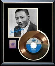 MUDDY WATERS ROLLIN' STONE 45 RPM GOLD RECORD W-PRINTED SIGNED AUTOGRAPH RARE