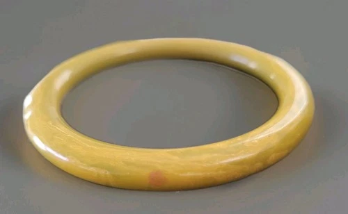 Vintage Gold & Green Swirl Bakelite Dangle Bracelet VTG Jewelry Female Gift Mint