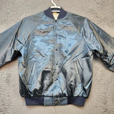 VINTAGE Auburn Sportswear Jacket Mens Large Navy Bomber Sherpa Lined USA 90s