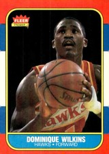 1986-87 Fleer Basketball #121 Dominique Wilkins Rookie Card RC. rookie card picture